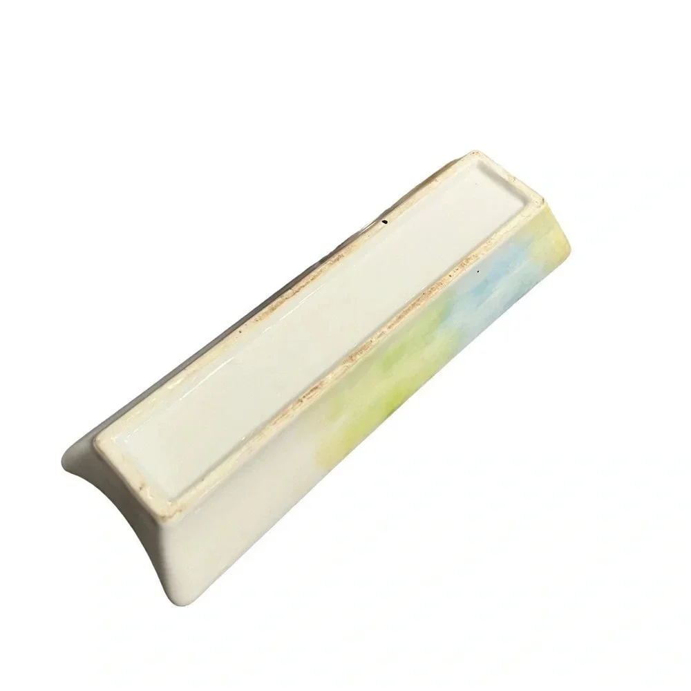 Vintage Antique Dresser Tray Pin Tray Pen Pencil Holder Hand Painted Strawberrie